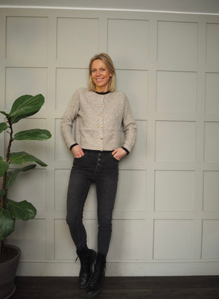 Frankie High Waist Skinny Jeans with Exposed Button Fly - Grey Washed