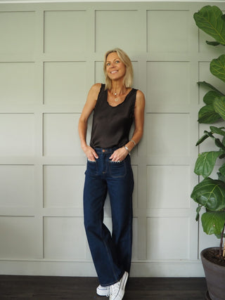 Rhea Camisole with Ruffle Detail - Black, Chocolate, Mushroom, Pale Pink