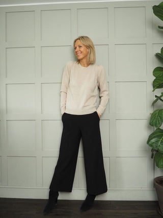 Evina Cashmere Round Neck Jumper with Ribbing Detail by Part Two - 6 Colours