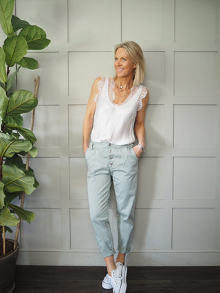Dahlia Chino Style Trousers - Sage Green
