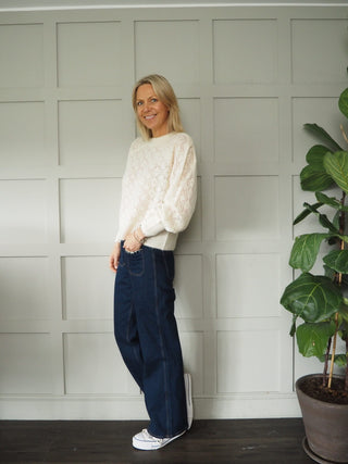 Carissa Pointelle Jumper by Part Two - Cream