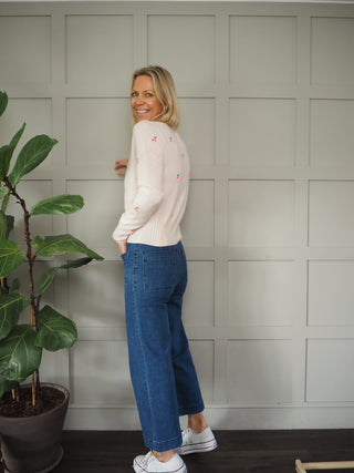 Little Cherry Cashmere Cardigan by Brodie - Off White