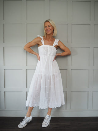 India Dress - Floral Green/Pink/White