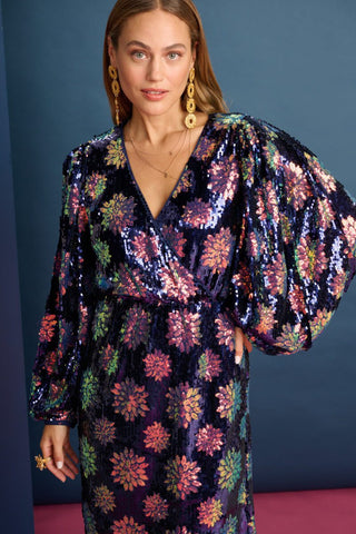 Mesmerising Sequin Dress with Deep V-Crossover Front by Pom Amsterdam