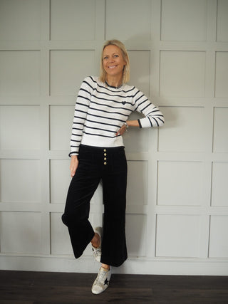 Atlanta Wide Leg, Cropped, Mid-Rise Corduroy Trousers - Camel