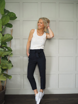 Bitsi Vest Top- Cream with Blue Heart