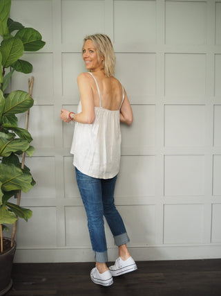 Reggie Linen Camisole Vest - Oatmeal/Gold