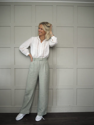 Palmier High Waist Trousers by Frnch - Green