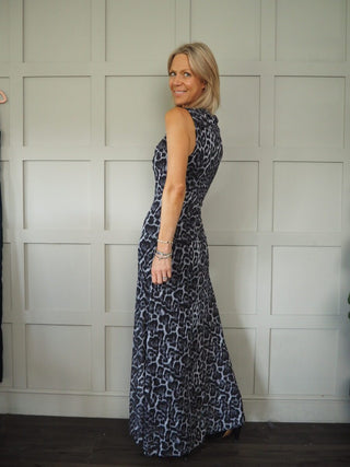 Wazi Leopard Print Dress - Camel, Grey