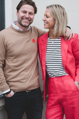 Men's Aino Dot Cotton Jumper by Loreak Median - Ochre with Logo