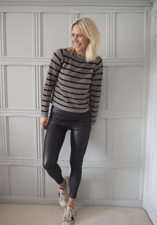 Faux Leather Leggings - Khaki