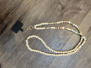 Crossbody Wooden Beaded Phone Cord - Sand