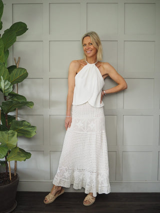 Memphis Crochet Maxi Skirt - Ecru