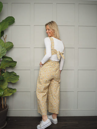 Ambre Claire Cotton Dungarees by Frnch - Floral