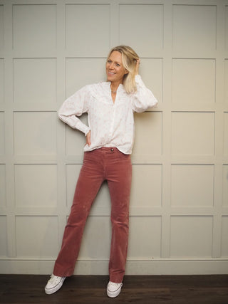 Marceo Boot Cut Corduroy Trousers - Ecru