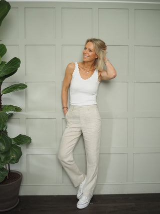 Malo Linen Trousers - Oatmeal