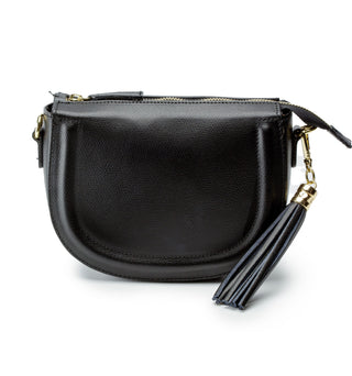 Mooni Crescent Shaped Leather Bag - Black