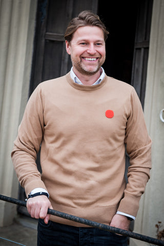 Men's Aino Dot Cotton Jumper by Loreak Median - Ochre with Logo