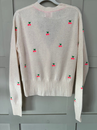 Little Cherry Cashmere Cardigan by Brodie - Off White