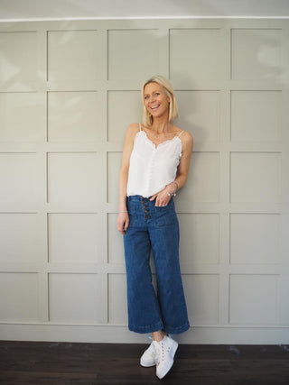 Gem Camisole with Ruffle Detail - Navy Blue