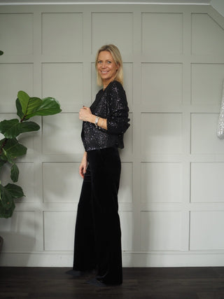 Christabel Sequin Jacket - Fully lined, No Fastenings - Black