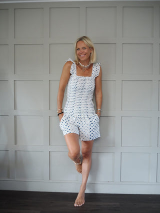 Pyjamas Blue Diamond Print - Short