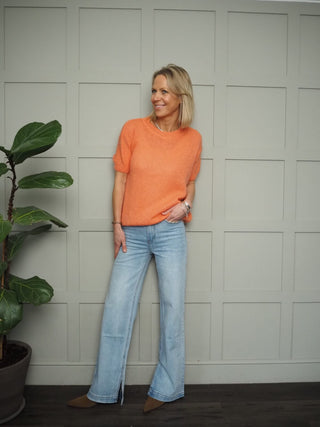 Adhana High Rise, Relaxed Fit, Wide Leg Denim Jeans - Light Blue