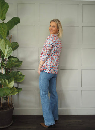 Georges Single-Breasted Cotton Blazer with Single Button Fastening and Faux Pockets - Floral Design