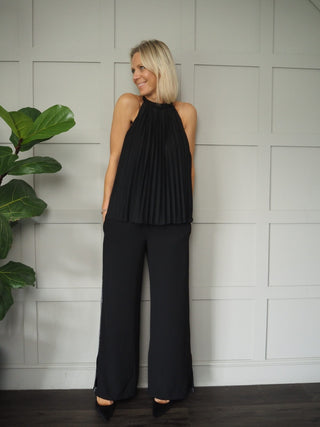 Yeva Pleated Halterneck Top - Silver