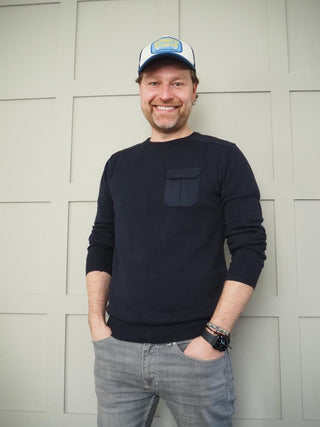 Men’s Ben Lightweight Cotton Round Neck Jumper - Navy Blue