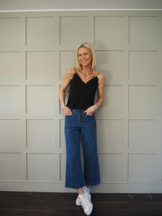 Gem Camisole with Ruffle Detail - Navy Blue