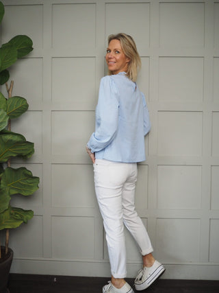 Mojo High Neck Blouse - Light Blue