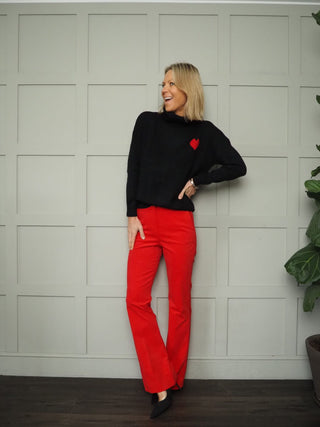 Elenice BootCut Trousers by Emme - Navy Blue, Red