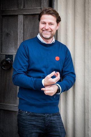 Men's Aino Dot Cotton Jumper by Loreak Median - Ochre with Logo