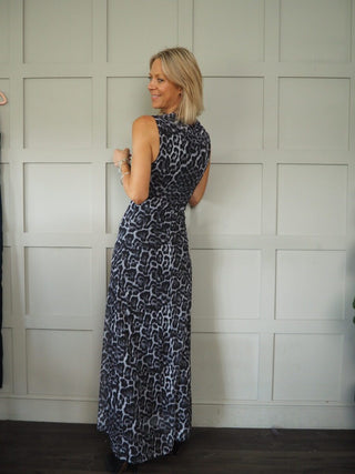 Wazi Leopard Print Dress - Camel, Grey