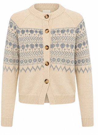 Charmaine Fair Isle Cardigan by Part Two - Mole, Oatmeal