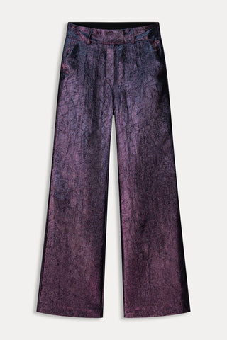Stardust Wide Leg, Lined Trousers with Side Pockets by Pom Amsterdam - Gold, Violet