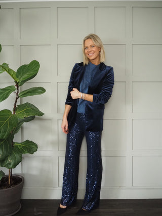 Festival Party Wide Leg Sequin Trousers - Green