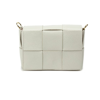 Patchi Crossbody &amp; Clutch Leather Bag with Square Woven Design - Blue