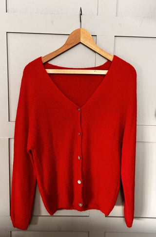 Oreo V-Neck Cardigan with 5 Pearlescent Buttons - 7 Colours