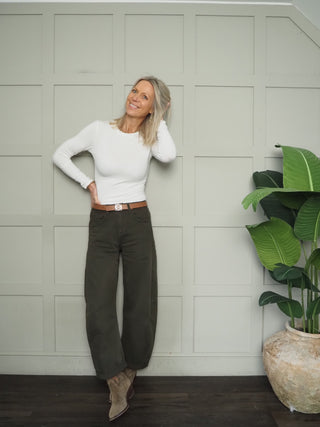 Balfour Thermal Long Sleeve T Shirt with Round Neck - Black, Off White