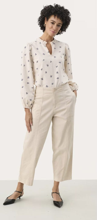 Netta Cropped Trousers by Part Two - Oatmeal, Olive