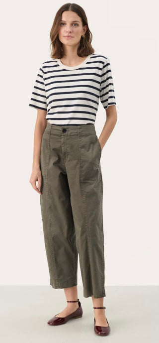 Netta Cropped Trousers by Part Two - Oatmeal, Olive
