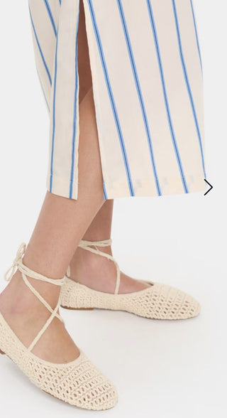 Kotrina Shirt Dress with 3/4 Length Sleeves by Saint Tropez - Ecru with Blue Stripes