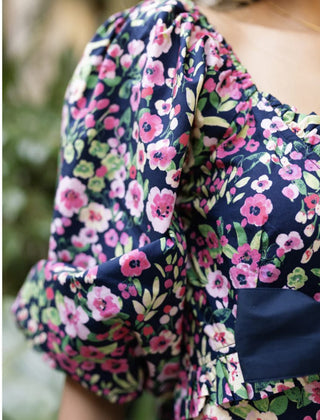 Universe Midi Dress in Midnight Meadow by Newday Originals - Navy Blue