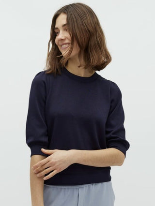 Kadi Super Soft Sweatshirt with Cropped Sleeves by mbyM - Navy Blue