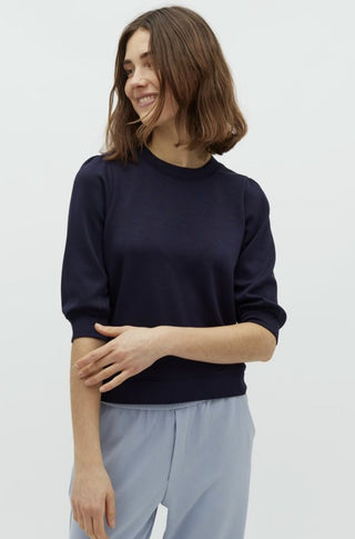 Kadi Super Soft Sweatshirt with Cropped Sleeves by mbyM - Navy Blue