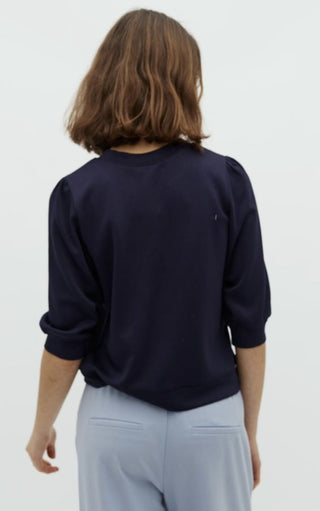 Kadi Super Soft Sweatshirt with Cropped Sleeves by mbyM - Navy Blue