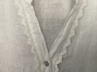 Fearne Linen Blouse with SHORT Sleeves - Baby Blue, Coral, Cornflower Blue, Navy Blue, Off White, Pale Pink, Stone