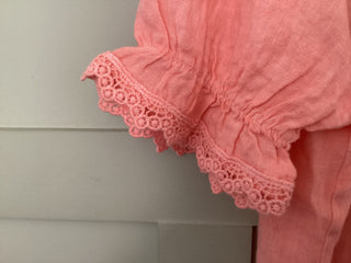 Fearne Linen Blouse with SHORT Sleeves - Baby Blue, Coral, Cornflower Blue, Navy Blue, Off White, Pale Pink, Stone